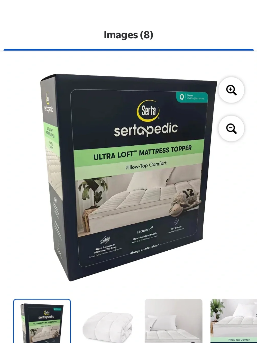 Serta Ultra Loft Pillow-Top Mattress Topper - White